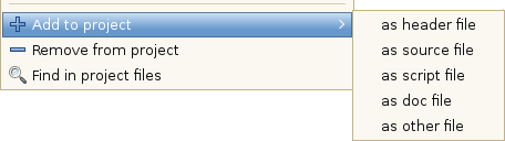 Geany Project Manager editor menu